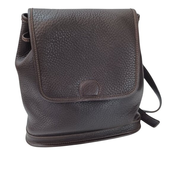 Coach Backpack Dark Chocolate Brown Pebbled Leather Drawstring Bag Purse - Picture 1 of 16